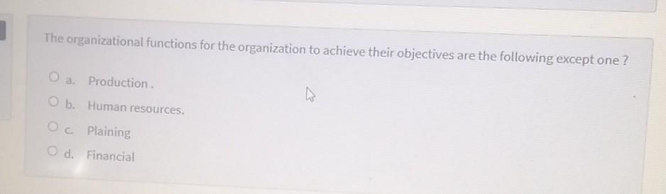 1 The organizational functions for the