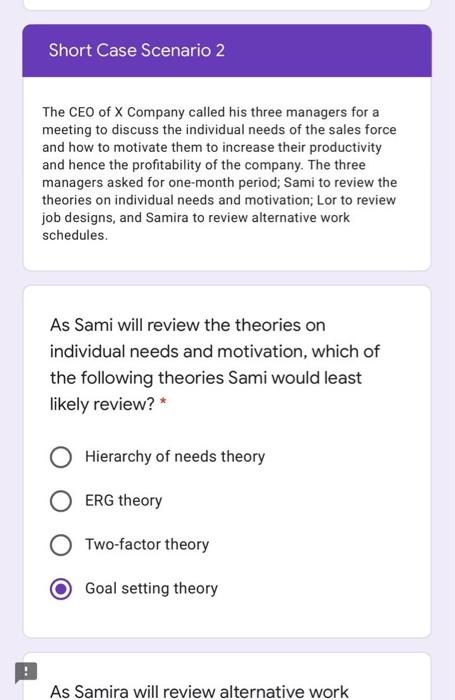 please answer without justification Short Case