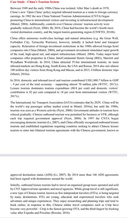Case Study - China's Tourism System Between 1949