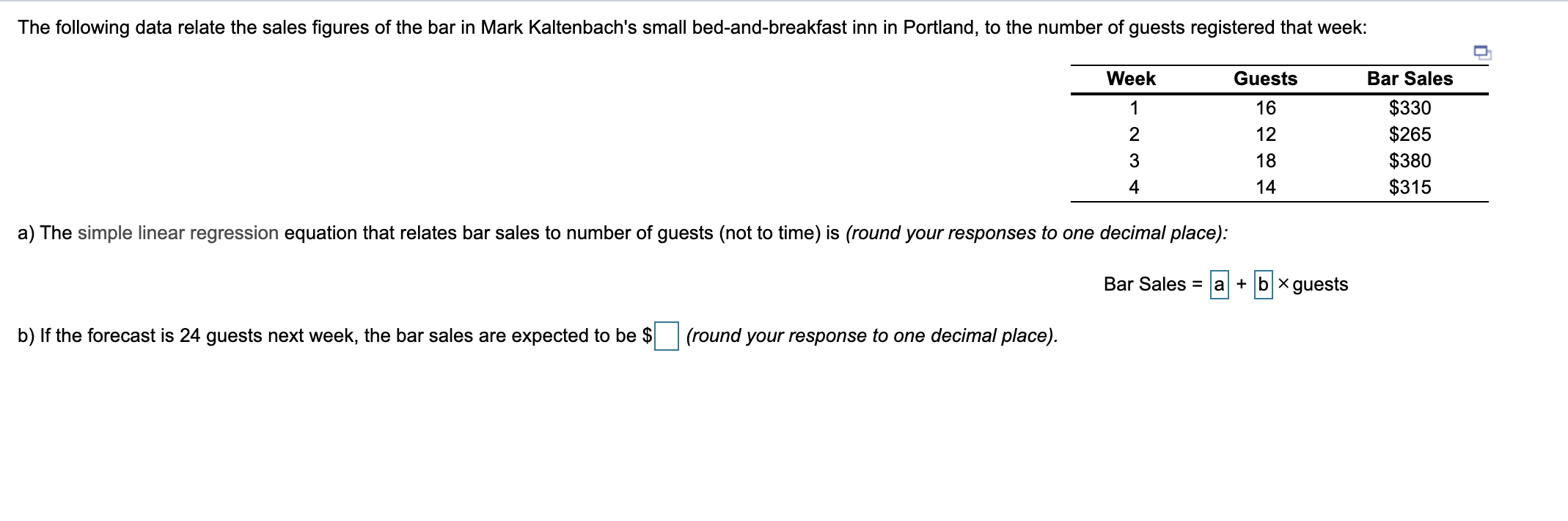 a) The simple linear regression LOADING...