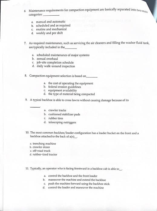 6 Maintenance requirements for compaction