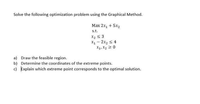 solve the following optimization using the