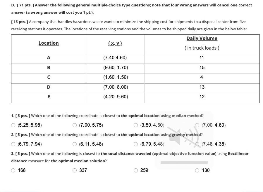 D. [71 pts. Answer the following general