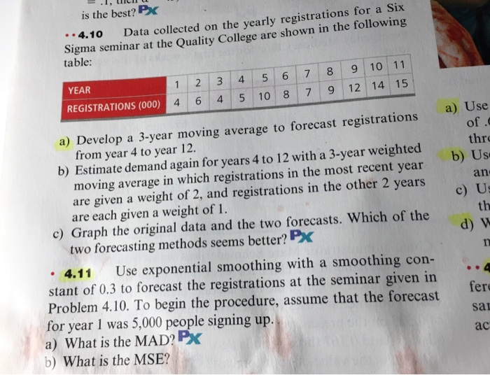 Data collected on the yearly registrations for a