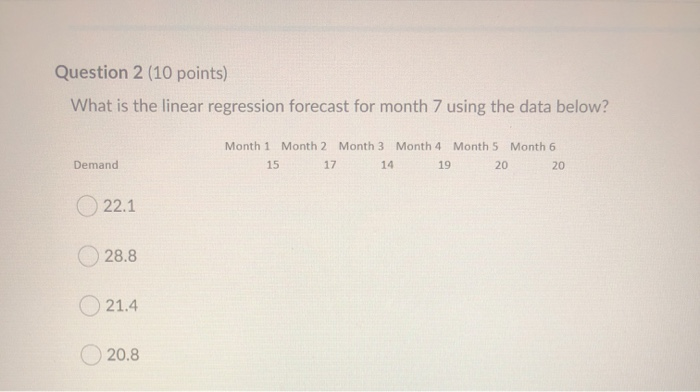 Question 2 (10 points) What is the linear