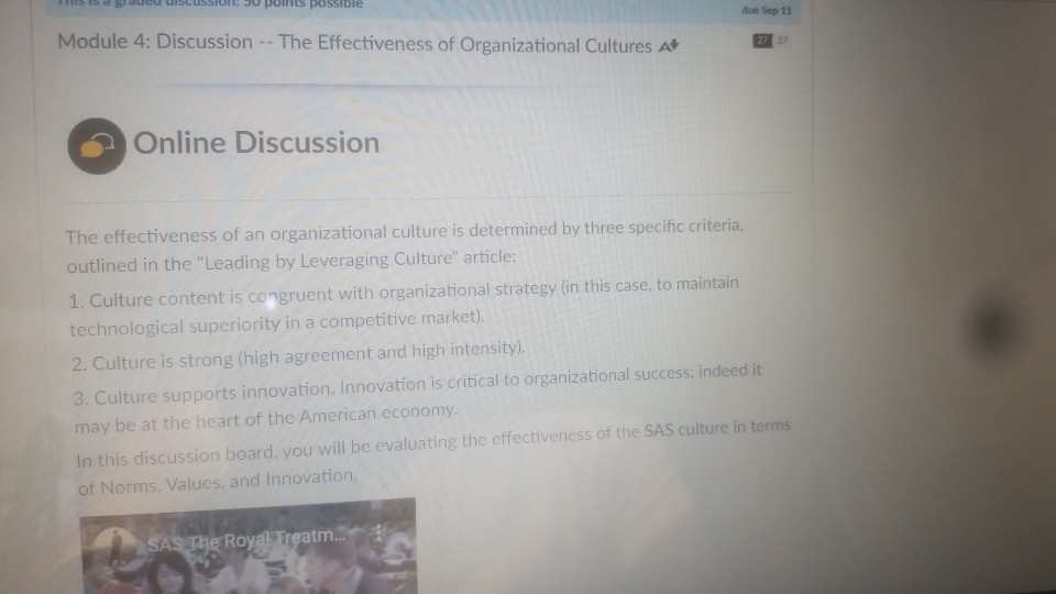 possible due Sep 11 Module 4: Discussion -- The