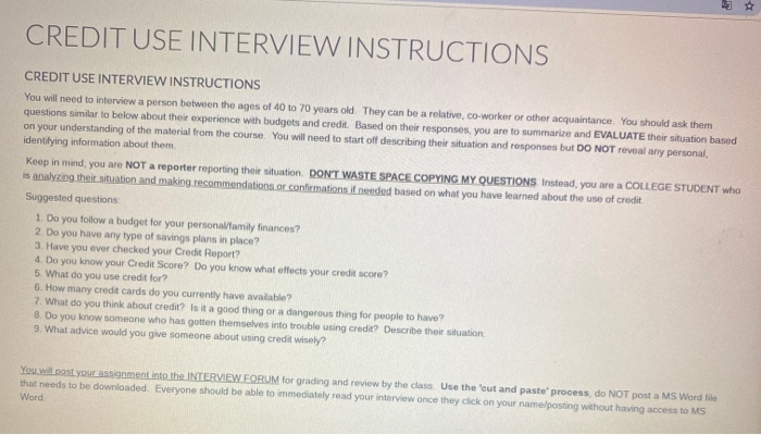 i dont have anyone to interview. Can you please