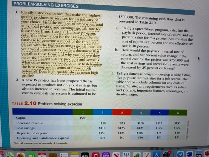 please help PROBLEM-SOLVING EXERCISES 1. Identify