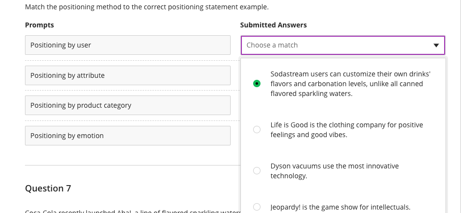 Match the positioning method to the correct