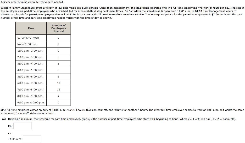 A linear programming computer package is needed.