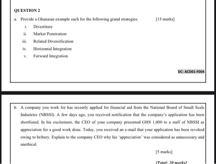 [15 marks] QUESTION 2 a. Provide a Ghanaian