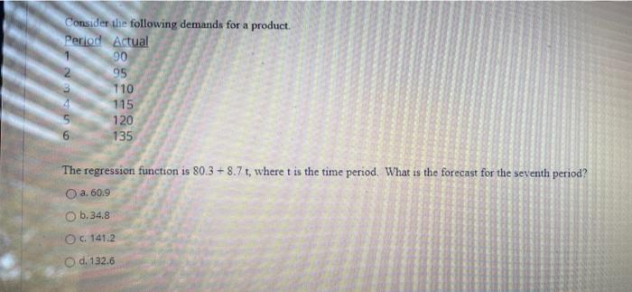 - No Consider the following demands for a