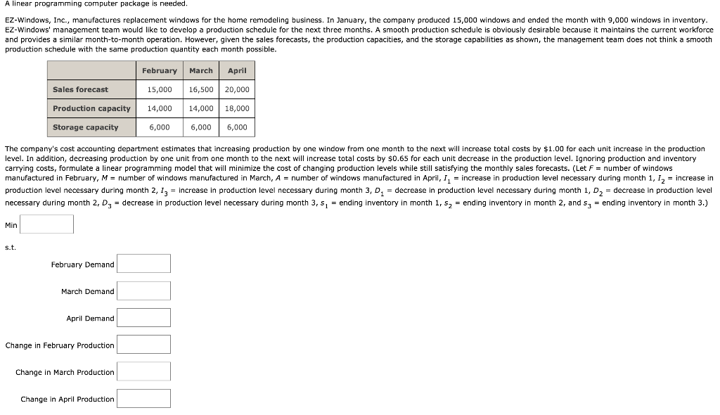 A linear programming computer package is needed.