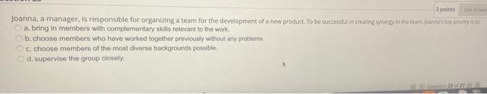 Moving to another question will save this