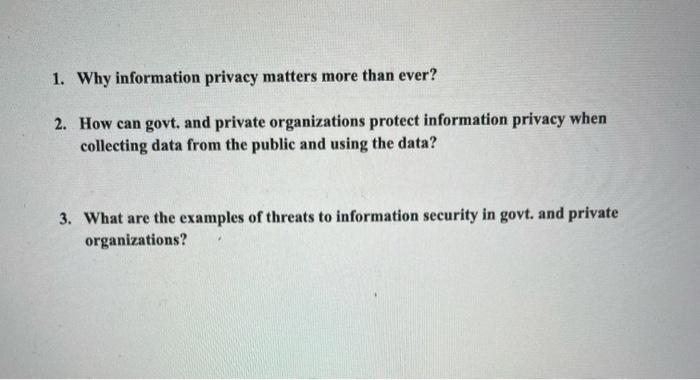 1. Why information privacy matters more than