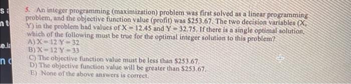 sa e.la nd 3. An integer programming