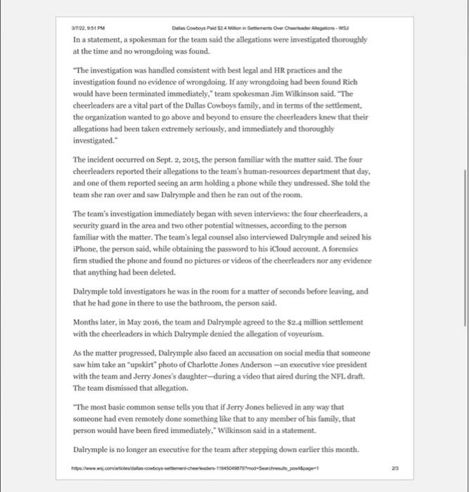 Questions & Article Read the article and respond