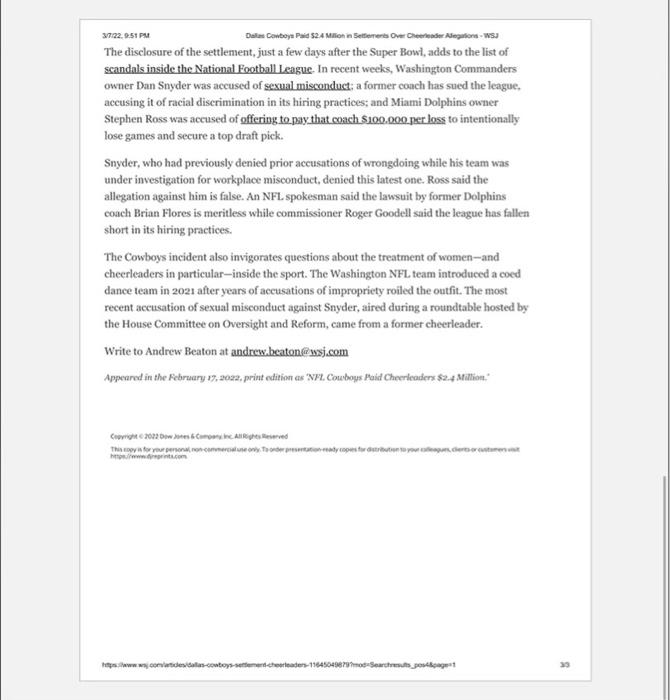 Questions & Article Read the article and respond