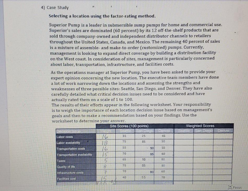 4) Case Study Selecting a location using the