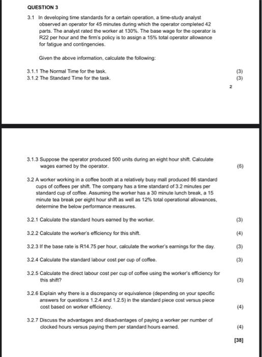 please help me a solution QUESTION 3 3.1 In