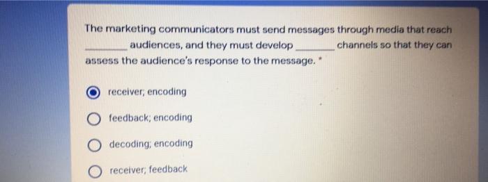 The marketing communicators must send messages