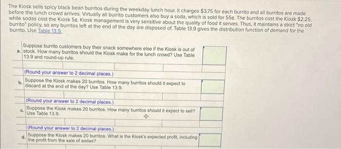 The Klosk sells spicy black bean burritos during