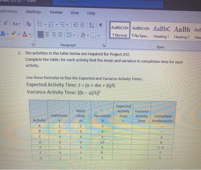 Ceferences Mailings Review View Help CA Aa Do ADA