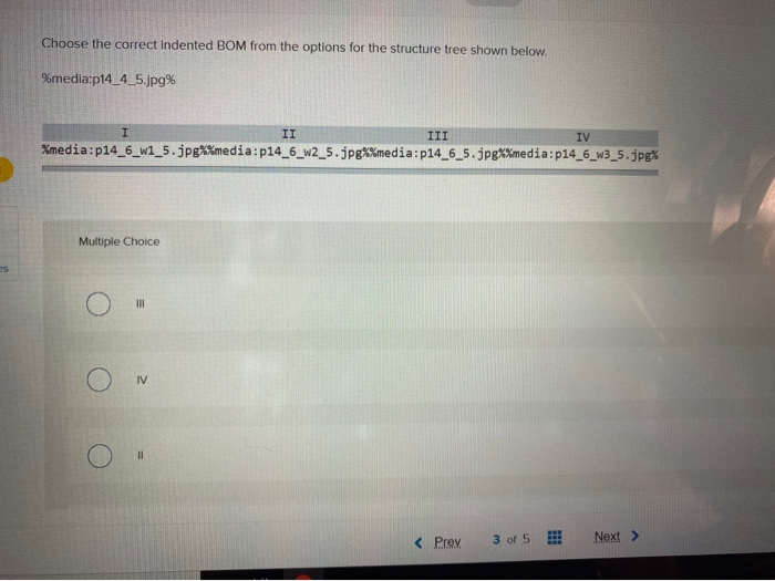Choose the correct indented BOM from the options
