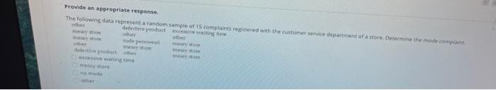 Provide an appropriate response The following