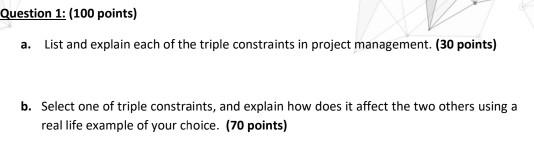 Question 1: (100 points) a. List and explain each