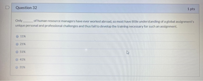 D Question 32 1 pts Only of human resource