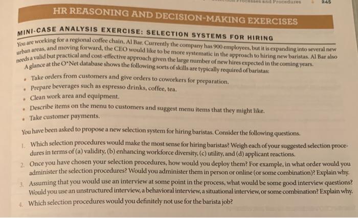 MINI-CASE ANALYSIS EXERCISE: SELECTION SYSTEMS