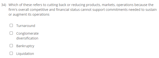 34) Which of these refers to cutting back or