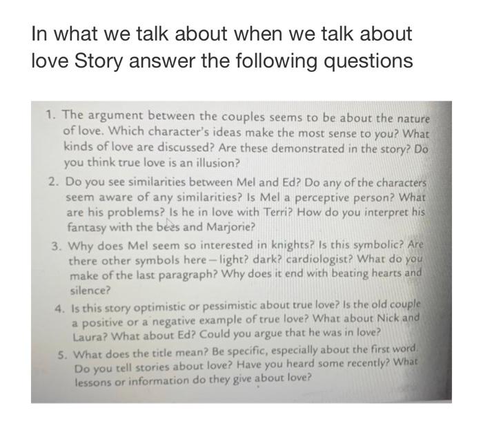 In what we talk about when we talk about love