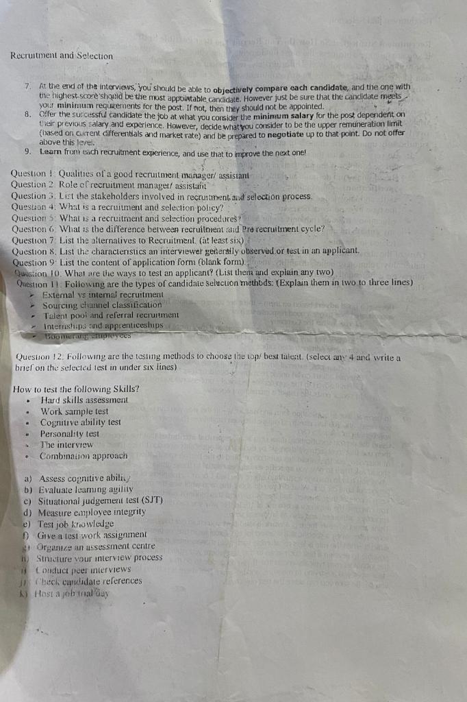 Its HR related Subject you need to answer the