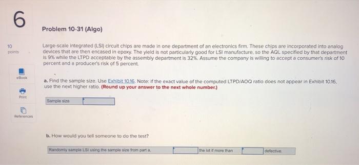 6 Problem 10-31 (Algo) 10 points Large-scale