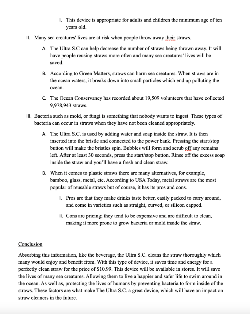 Write an Invention Speech Outline about