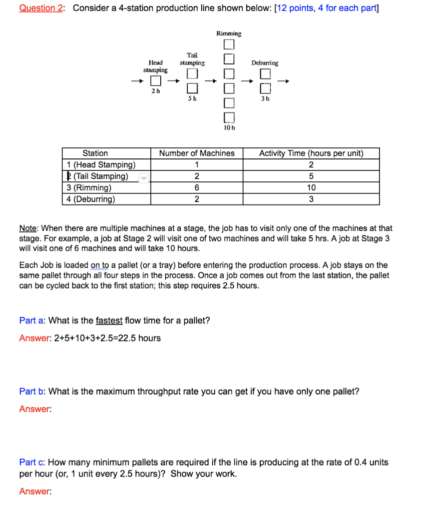 Question 2: Consider a 4-station production line