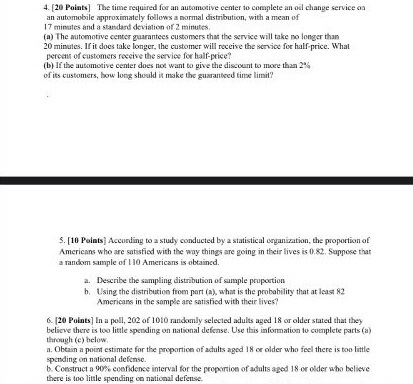 please show wll work 4. [20 Points! The time