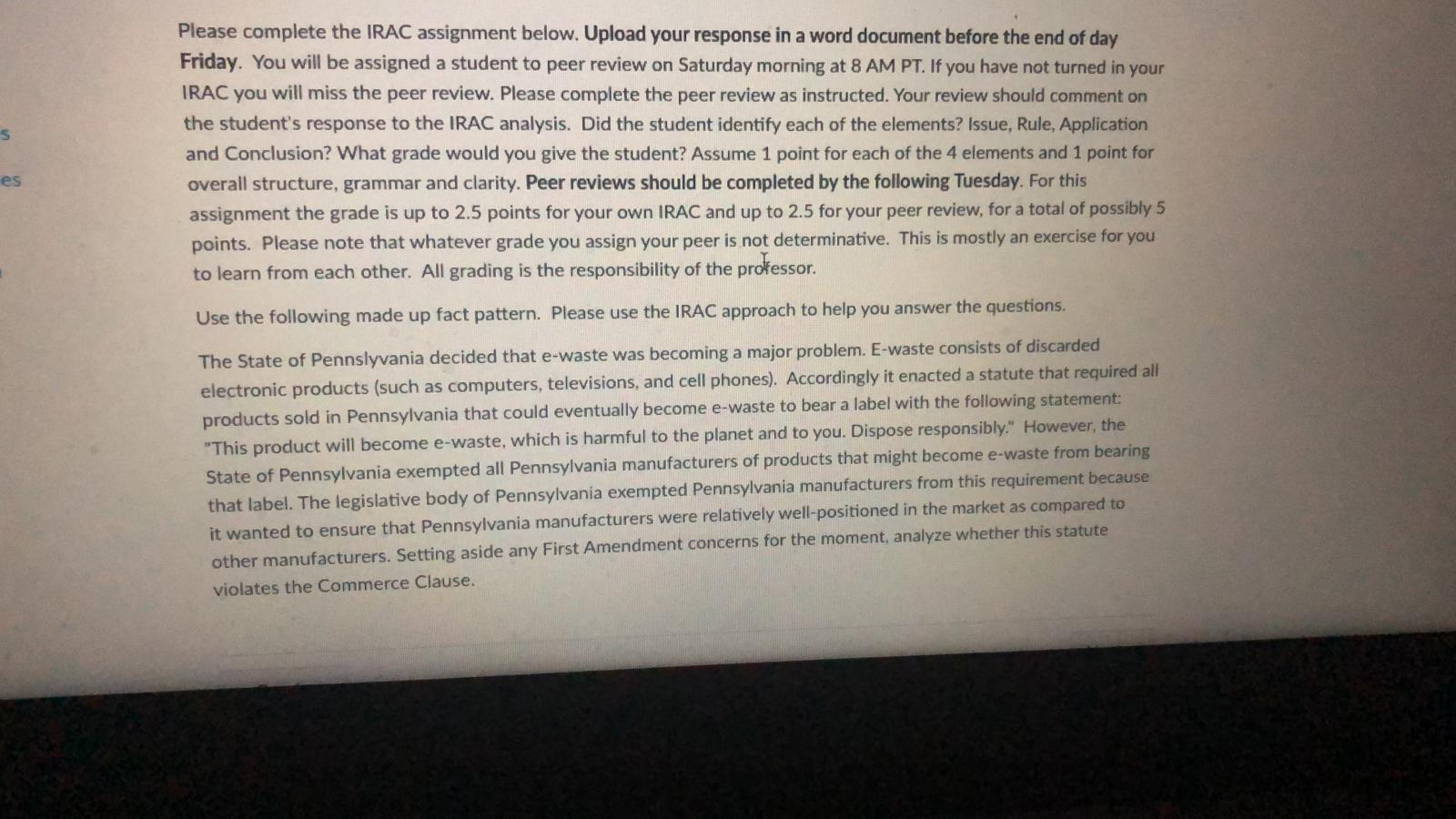 S Please complete the IRAC assignment below.