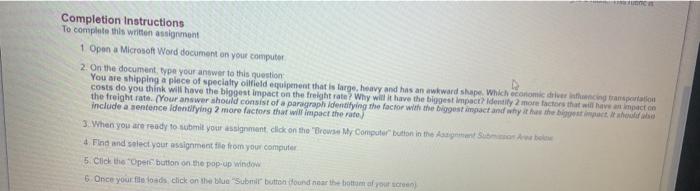 Completion Instructions To complete this written