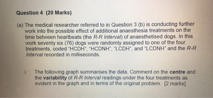 Question 4 (20 Marks) (a) The medical researcher