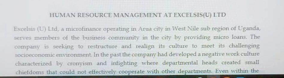 HUMAN RESOURCE MANAGEMENT AT EXCELSIS(U) LTD