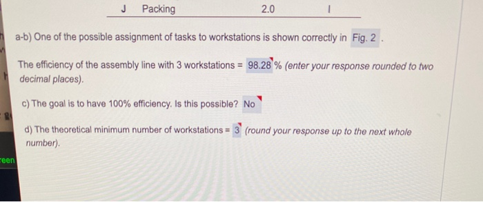 J Packing 2.0 a-b) One of the possible assignment