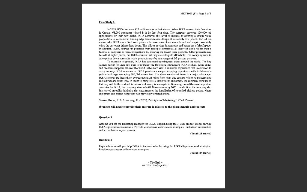 please help me MKT1001 (F) / Page 3 of 3 Case