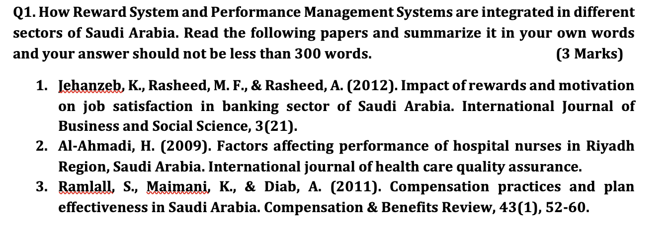 Q1. How Reward System and Performance Management