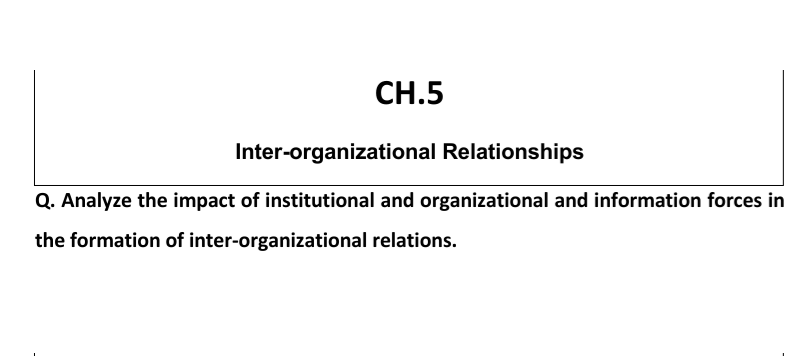 CH.5 Inter-organizational Relationships Q.