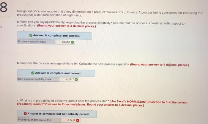 8 Design specifications require that a key