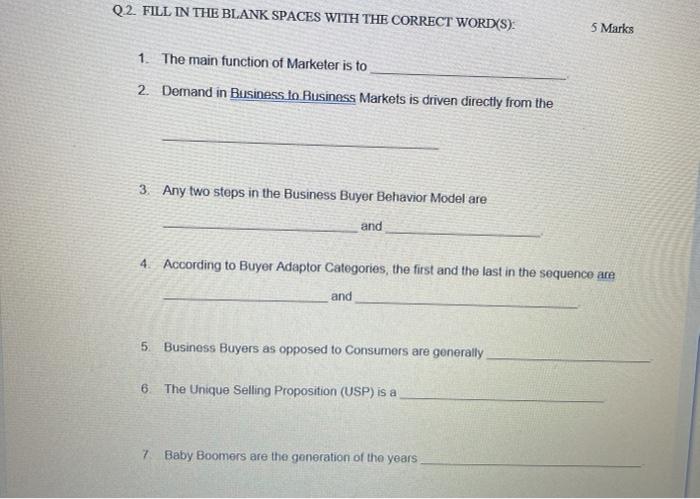 can anyone do it before 7:15pm Q2. FILL IN THE