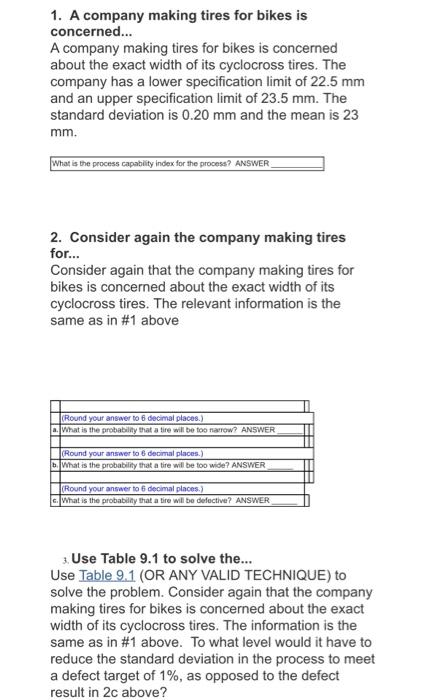 1. A company making tires for bikes is